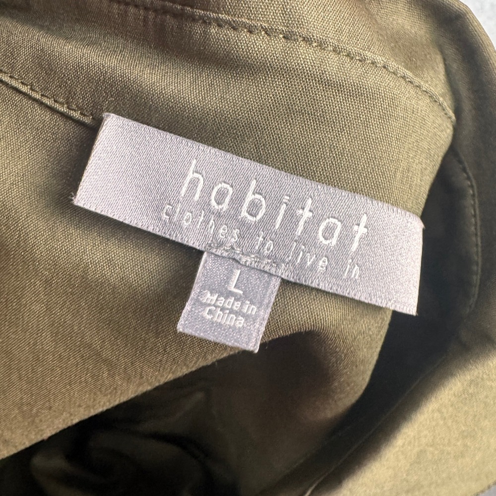 Habitat Shirt Womens Large Olive Green Pockets Tunic Stretch Boho Lagenlook - Picture 3 of 9